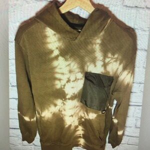 Brown Tie-Dye Hoodie with Black Pocket